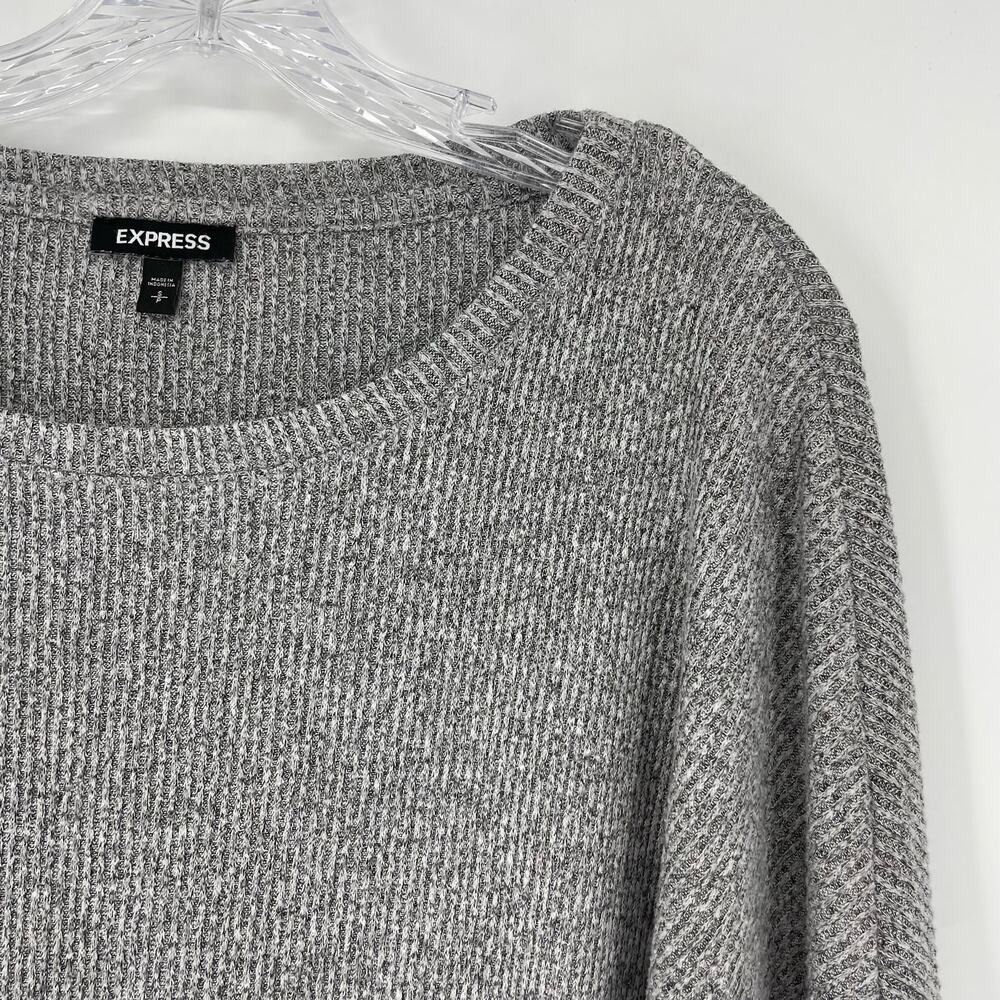 Express Cropped Heather Gray Ribbed Top Size Small - Picture 3 of 6